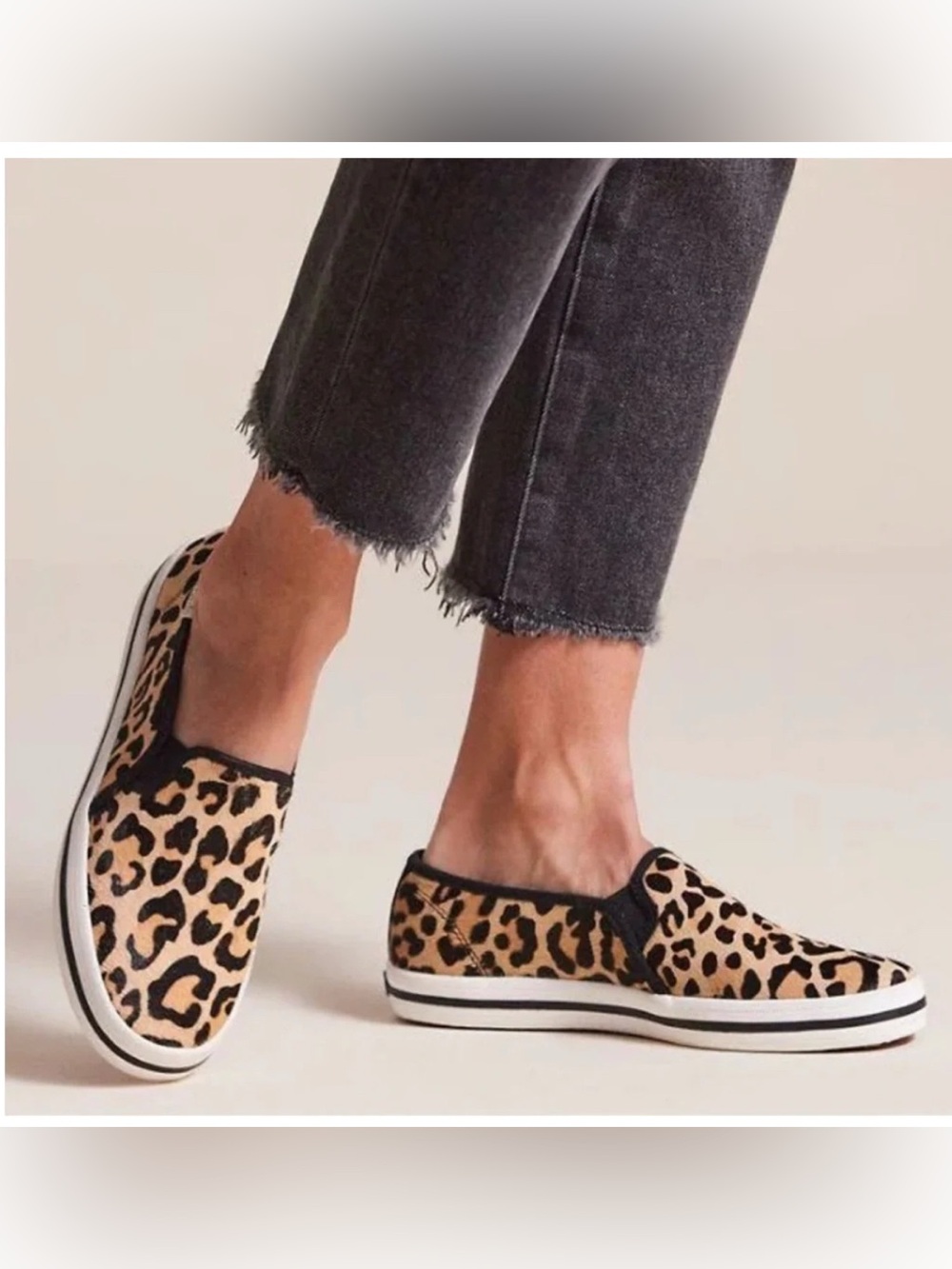 Keds x Kate Spade genuine calf hair slip-on sneakers shoes size 6